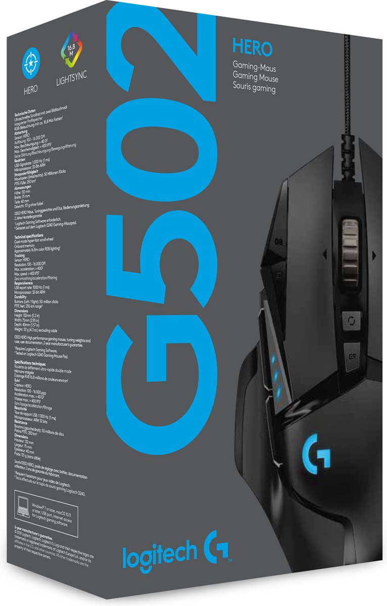 Logitech G502 HERO High Performance Gaming-Muis