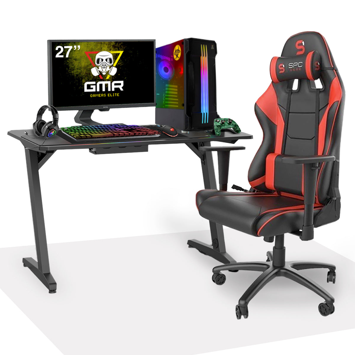 GMR - Expansion Complete Gaming SETUP C1 (GamePC + Gaming Desk + Gaming Chair + 27 Inch Monitor + Toetsenbord + Muis + Game Controller + Muismat + Gaming Headset)